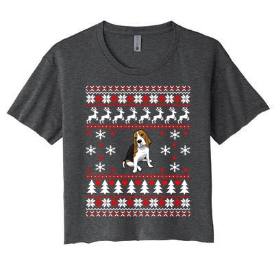 Dog Lover Christmas Funny Gift Beagle Ugly Christmas Cute Gift Women's Crop Top Tee