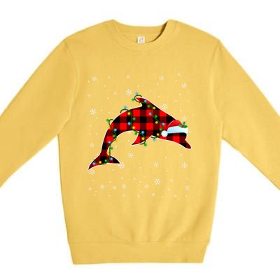 Dolphin Lover Christmas Santa Hat Cute Animals Xmas Lights Gift Premium Crewneck Sweatshirt