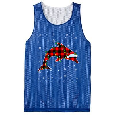 Dolphin Lover Christmas Santa Hat Cute Animals Xmas Lights Gift Mesh Reversible Basketball Jersey Tank