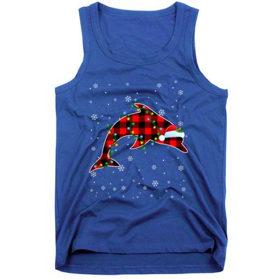 Dolphin Lover Christmas Santa Hat Cute Animals Xmas Lights Gift Tank Top