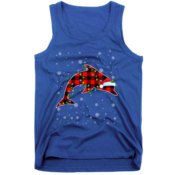 Dolphin Lover Christmas Santa Hat Cute Animals Xmas Lights Gift Tank Top