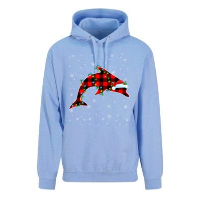 Dolphin Lover Christmas Santa Hat Cute Animals Xmas Lights Gift Unisex Surf Hoodie