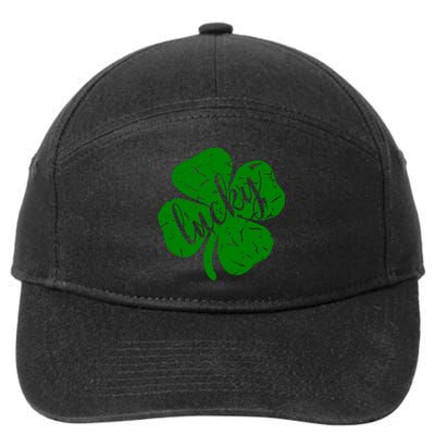 Distressed Lucky Clover St Patricks Day Cute 7-Panel Snapback Hat