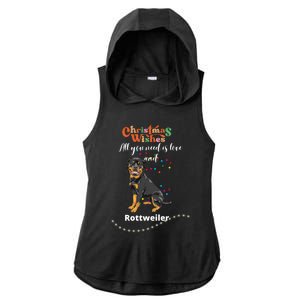 Dog Lovers' Christmas Wishes Rottweiler Xmas Greetings Gift Ladies PosiCharge Tri-Blend Wicking Draft Hoodie Tank