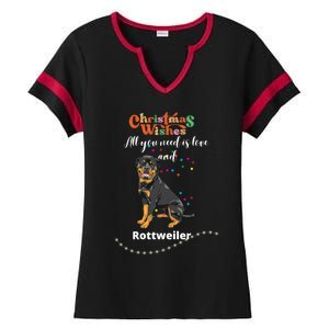 Dog Lovers' Christmas Wishes Rottweiler Xmas Greetings Gift Ladies Halftime Notch Neck Tee