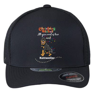 Dog Lovers' Christmas Wishes Rottweiler Xmas Greetings Gift Flexfit Unipanel Trucker Cap