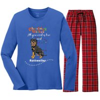 Dog Lovers' Christmas Wishes Rottweiler Xmas Greetings Gift Women's Long Sleeve Flannel Pajama Set 