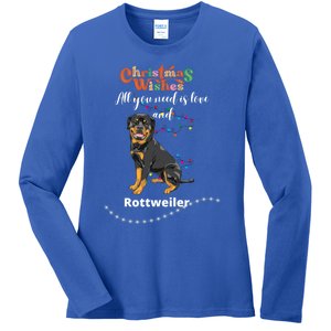 Dog Lovers' Christmas Wishes Rottweiler Xmas Greetings Gift Ladies Long Sleeve Shirt