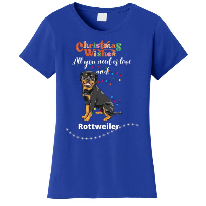 Dog Lovers' Christmas Wishes Rottweiler Xmas Greetings Gift Women's T-Shirt