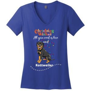 Dog Lovers' Christmas Wishes Rottweiler Xmas Greetings Gift Women's V-Neck T-Shirt