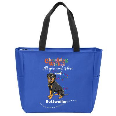 Dog Lovers' Christmas Wishes Rottweiler Xmas Greetings Gift Zip Tote Bag