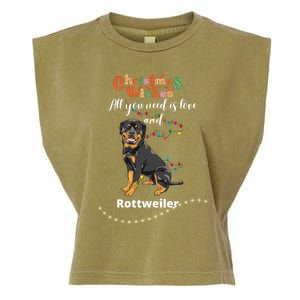 Dog Lovers' Christmas Wishes Rottweiler Xmas Greetings Gift Garment-Dyed Women's Muscle Tee