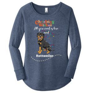 Dog Lovers' Christmas Wishes Rottweiler Xmas Greetings Gift Women's Perfect Tri Tunic Long Sleeve Shirt