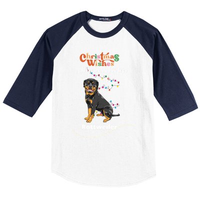 Dog Lovers' Christmas Wishes Rottweiler Xmas Greetings Gift Baseball Sleeve Shirt