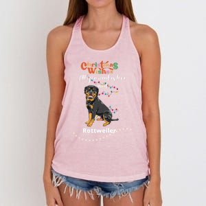 Dog Lovers' Christmas Wishes Rottweiler Xmas Greetings Gift Women's Knotted Racerback Tank