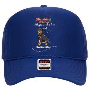 Dog Lovers' Christmas Wishes Rottweiler Xmas Greetings Gift High Crown Mesh Back Trucker Hat