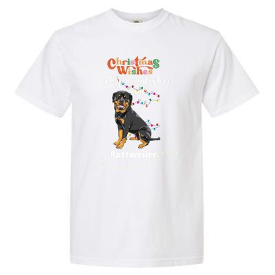 Dog Lovers' Christmas Wishes Rottweiler Xmas Greetings Gift Garment-Dyed Heavyweight T-Shirt