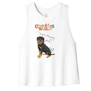 Dog Lovers' Christmas Wishes Rottweiler Xmas Greetings Gift Women's Racerback Cropped Tank