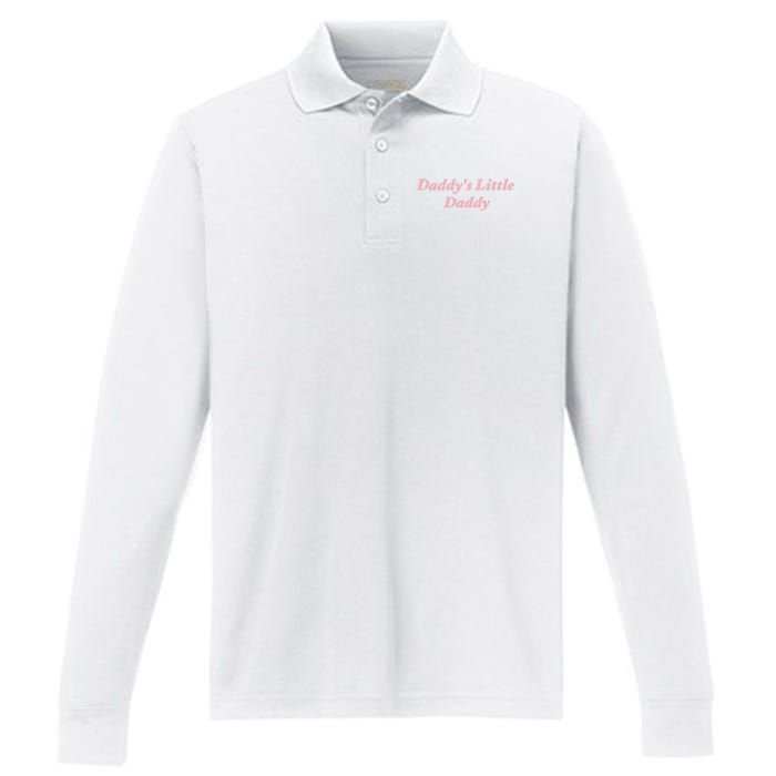 Daddy's Little Daddy Funny Performance Long Sleeve Polo