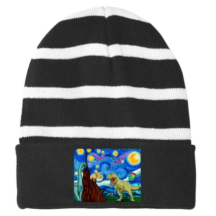 Dinosaur Lover Dinosaur Art T Rex Art Dinosaur Striped Beanie with Solid Band