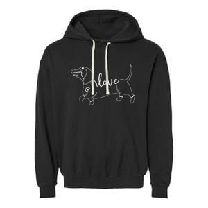 Dachshund Love Doxie Wiener Dog & Puppy Garment-Dyed Fleece Hoodie