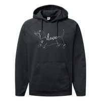 Dachshund Love Doxie Wiener Dog & Puppy Performance Fleece Hoodie