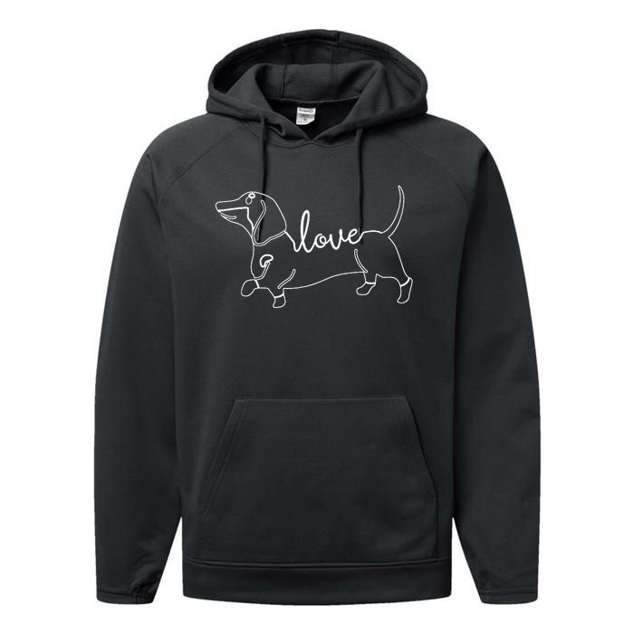 Dachshund Love Doxie Wiener Dog & Puppy Performance Fleece Hoodie