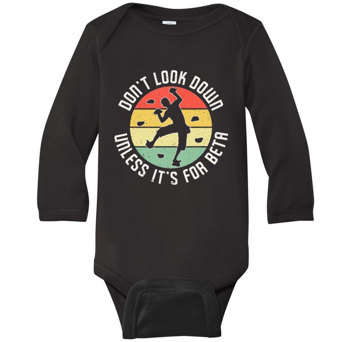 Dont Look Down Unless Its For Beta Sport Climbing Baby Long Sleeve Bodysuit