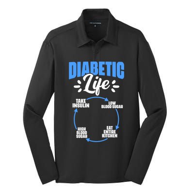 Diabetic Life Diabetes Warrior Diabetes Awareness Gift Silk Touch Performance Long Sleeve Polo