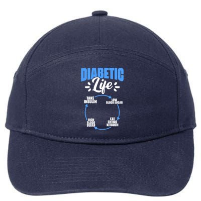 Diabetic Life Diabetes Warrior Diabetes Awareness Gift 7-Panel Snapback Hat