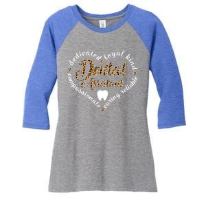 Dy Leopard Dental Assistant Cute Dental Squad Gift Women's Tri-Blend 3/4-Sleeve Raglan Shirt