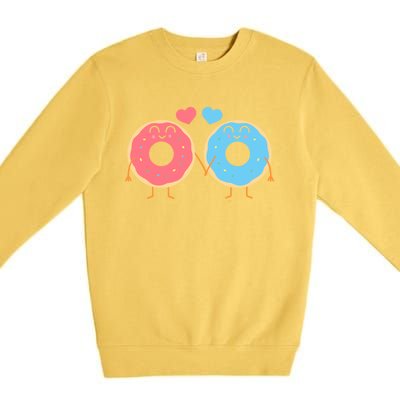 Donuts Love Doughnut Couple Valentine's Day Gift Premium Crewneck Sweatshirt