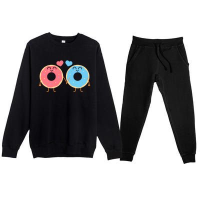 Donuts Love Doughnut Couple Valentine's Day Gift Premium Crewneck Sweatsuit Set