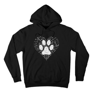 Dog Lover Dog Mom Dad Creative Heart Dog Paw Print Hoodie