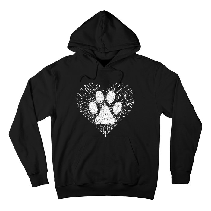 Dog Lover Dog Mom Dad Creative Heart Dog Paw Print Hoodie