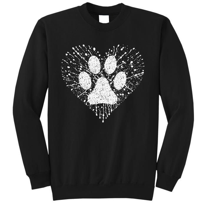 Dog Lover Dog Mom Dad Creative Heart Dog Paw Print Sweatshirt