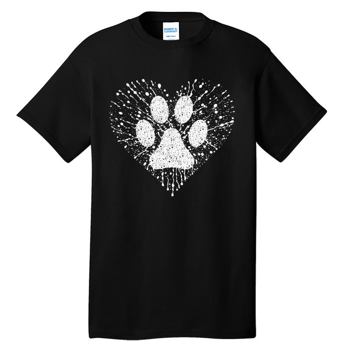 Dog Lover Dog Mom Dad Creative Heart Dog Paw Print Tall T-Shirt