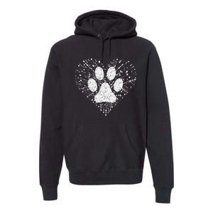 Dog Lover Dog Mom Dad Creative Heart Dog Paw Print Premium Hoodie