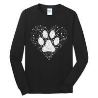 Dog Lover Dog Mom Dad Creative Heart Dog Paw Print Tall Long Sleeve T-Shirt