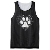 Dog Lover Dog Mom Dad Creative Heart Dog Paw Print Mesh Reversible Basketball Jersey Tank