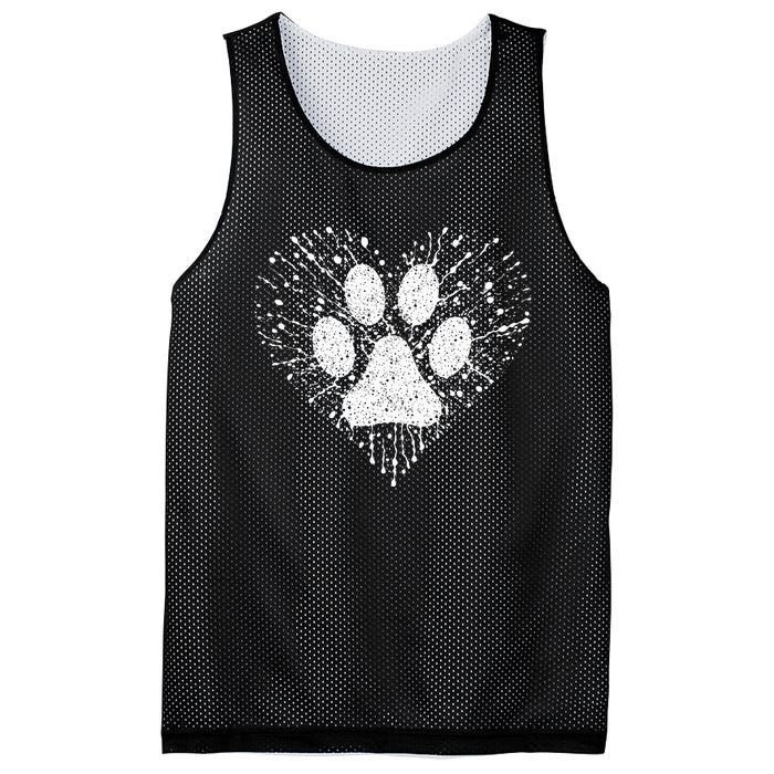 Dog Lover Dog Mom Dad Creative Heart Dog Paw Print Mesh Reversible Basketball Jersey Tank