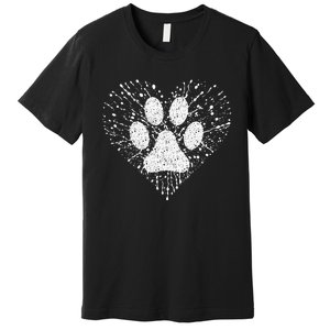 Dog Lover Dog Mom Dad Creative Heart Dog Paw Print Premium T-Shirt