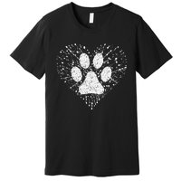 Dog Lover Dog Mom Dad Creative Heart Dog Paw Print Premium T-Shirt