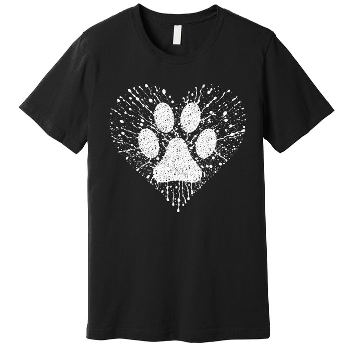 Dog Lover Dog Mom Dad Creative Heart Dog Paw Print Premium T-Shirt