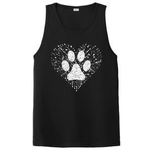 Dog Lover Dog Mom Dad Creative Heart Dog Paw Print PosiCharge Competitor Tank