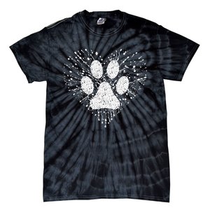 Dog Lover Dog Mom Dad Creative Heart Dog Paw Print Tie-Dye T-Shirt