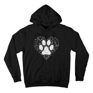 Dog Lover Dog Mom Dad Creative Heart Dog Paw Print Tall Hoodie