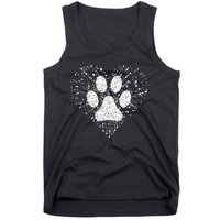 Dog Lover Dog Mom Dad Creative Heart Dog Paw Print Tank Top