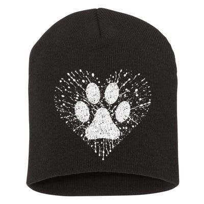 Dog Lover Dog Mom Dad Creative Heart Dog Paw Print Short Acrylic Beanie