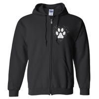 Dog Lover Dog Mom Dad Creative Heart Dog Paw Print Full Zip Hoodie